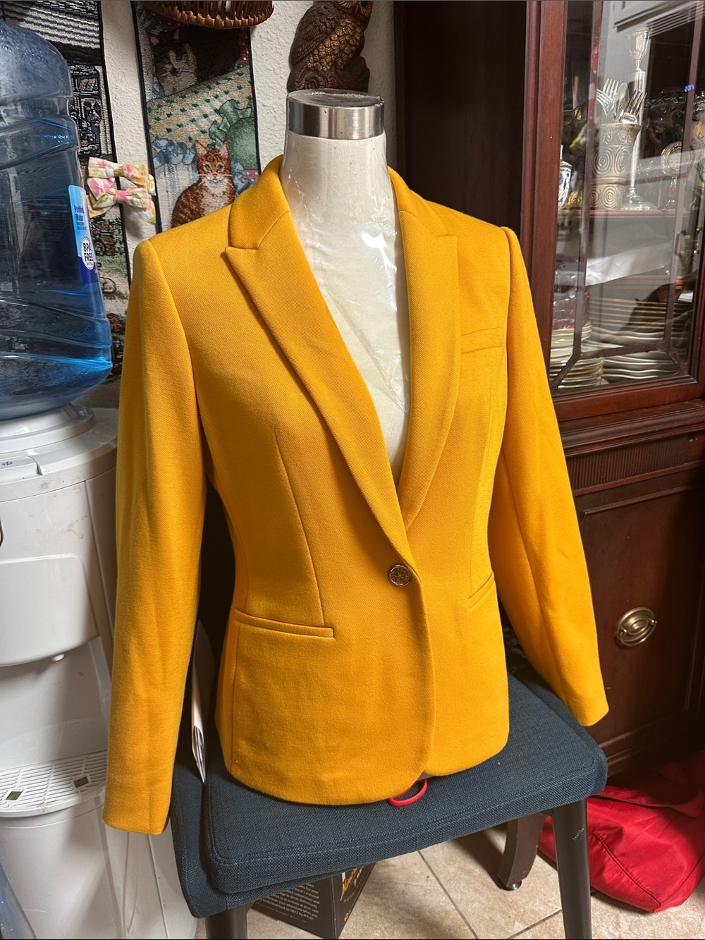 Tommy Hilfiger Women's Yellow Tailored Single-Button Blazer
